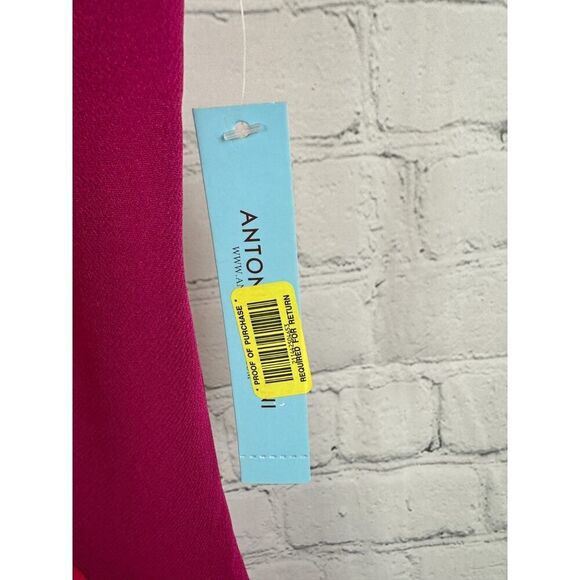 ANTONIO MELANI Edelina raspberry/pom sleeveless sheath classic dress size 14 NWT - Picture 3 of 8